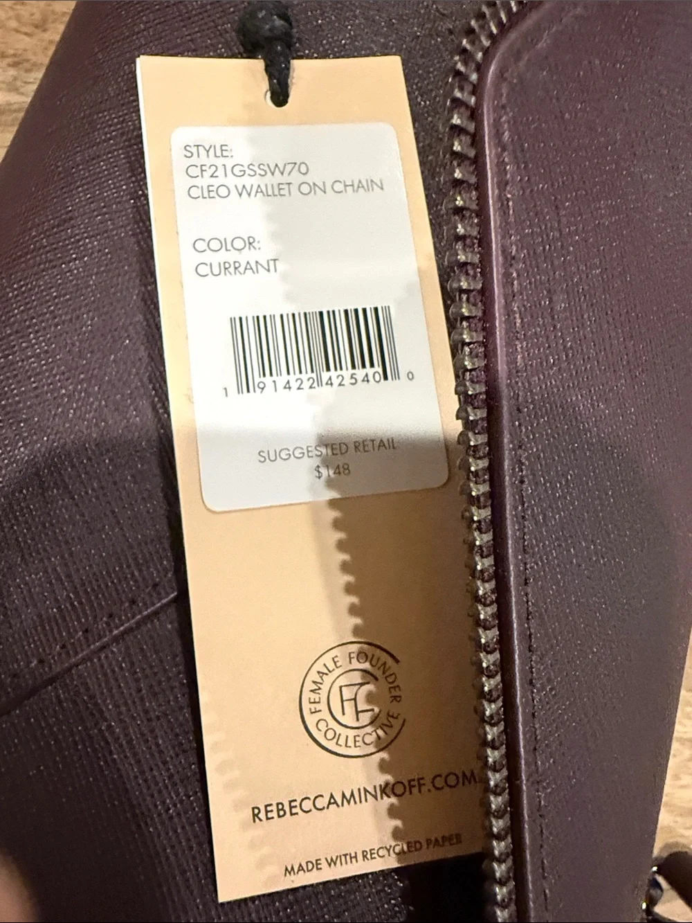 Rebecca Minkoff Plum Envelope Crossbody with Chain Strap